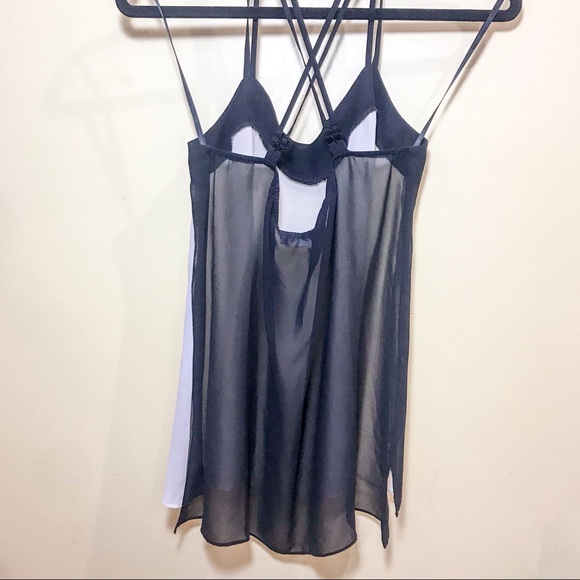 BCBGeneration chiffon white and black tank - Picture 2 of 2